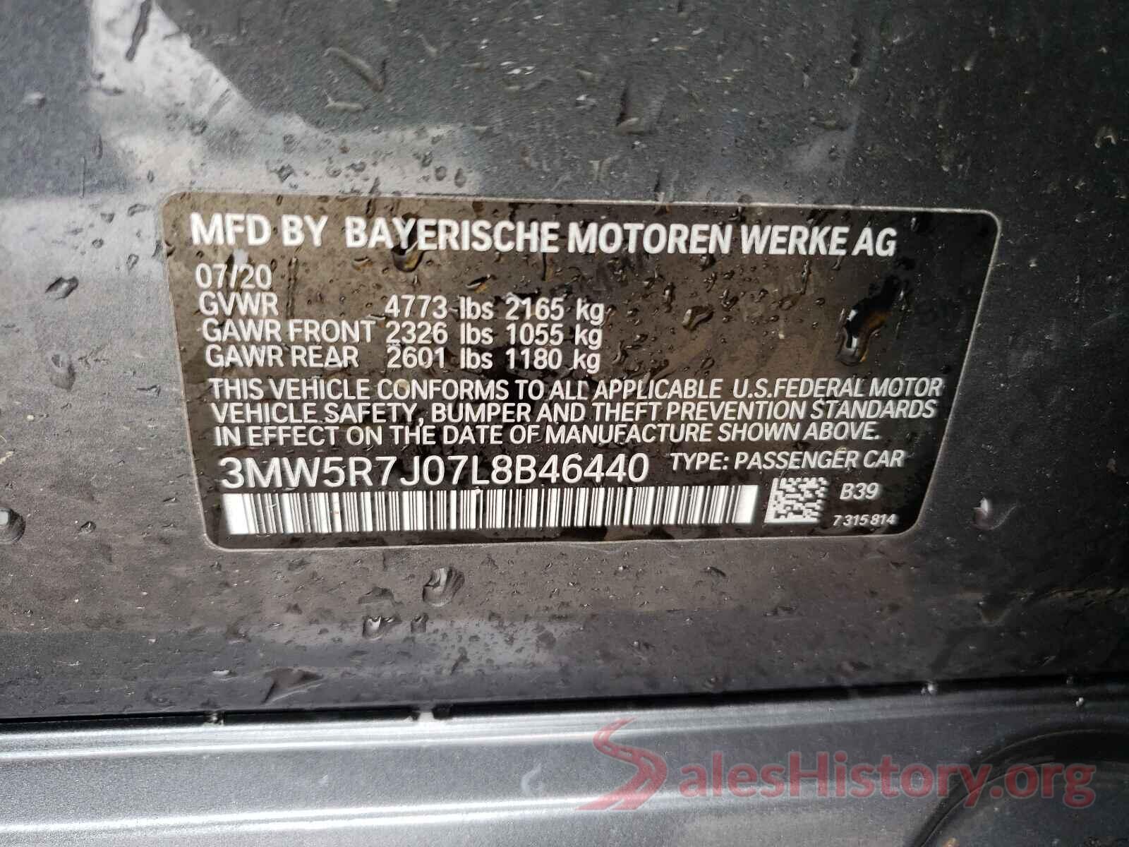 3MW5R7J07L8B46440 2020 BMW 3 SERIES