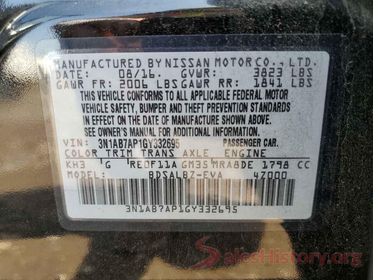 3N1AB7AP1GY332695 2016 NISSAN SENTRA