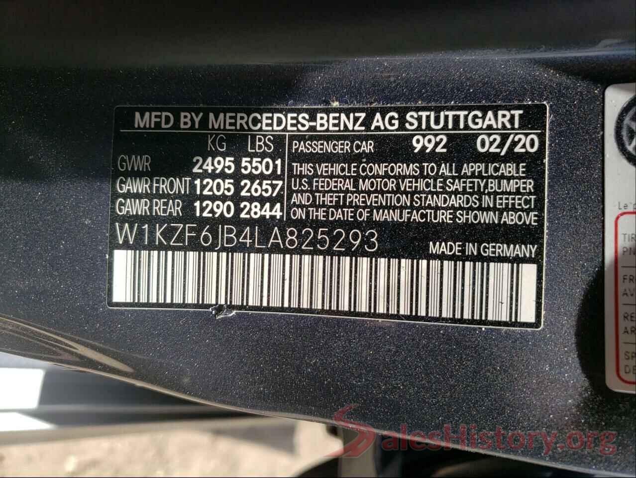 W1KZF6JB4LA825293 2020 MERCEDES-BENZ E-CLASS