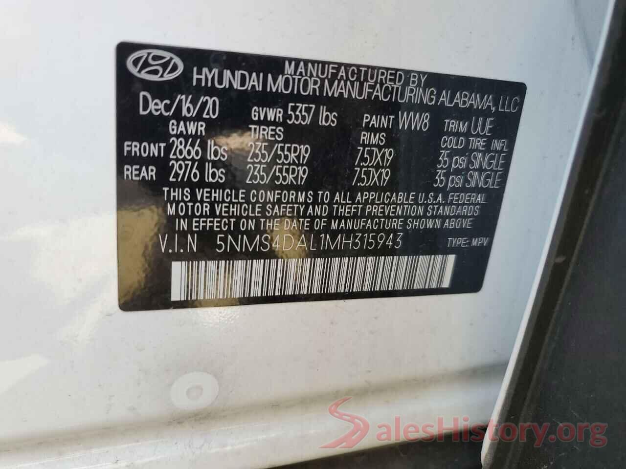 5NMS4DAL1MH315943 2021 HYUNDAI SANTA FE