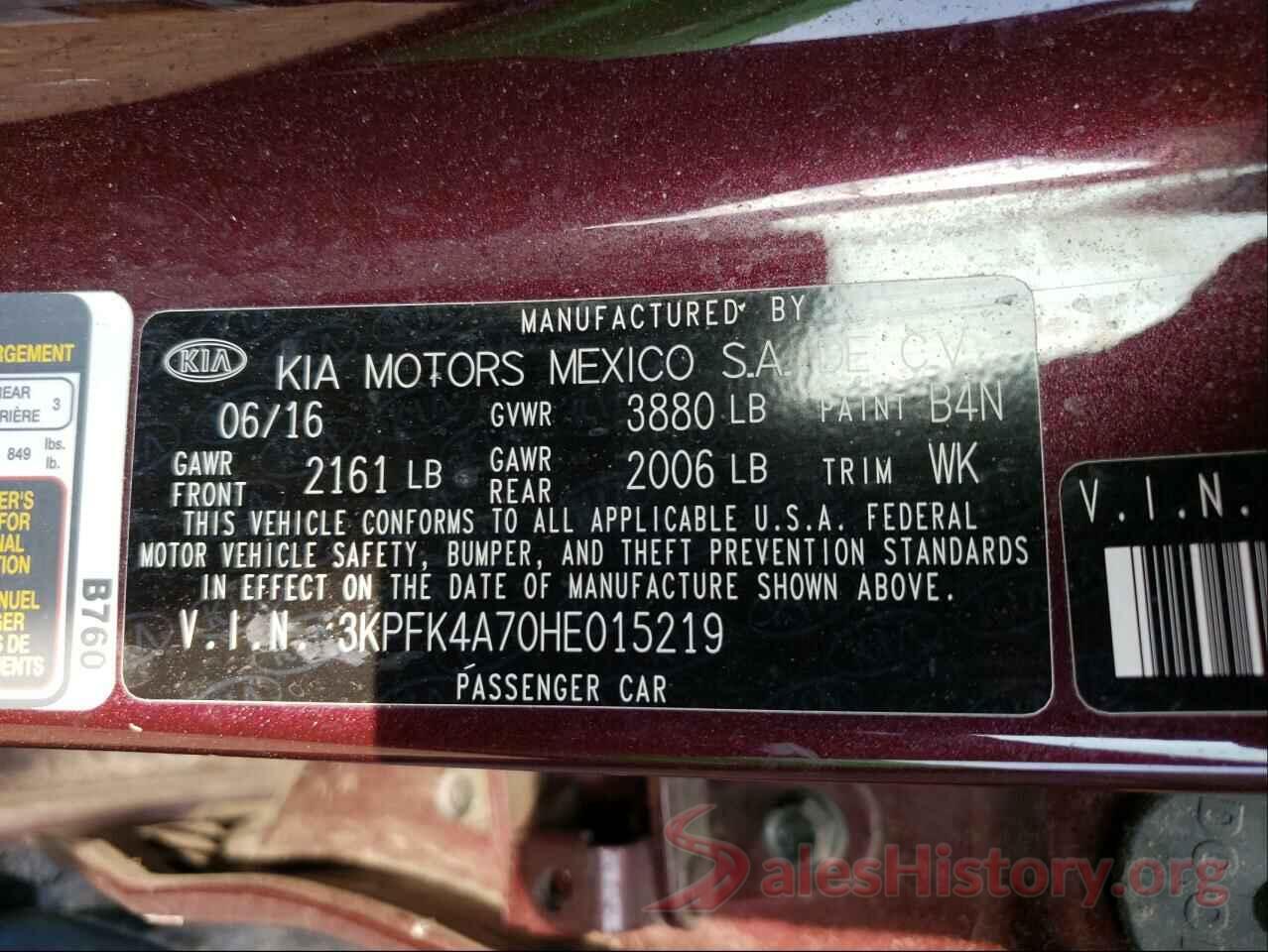 3KPFK4A70HE015219 2017 KIA FORTE