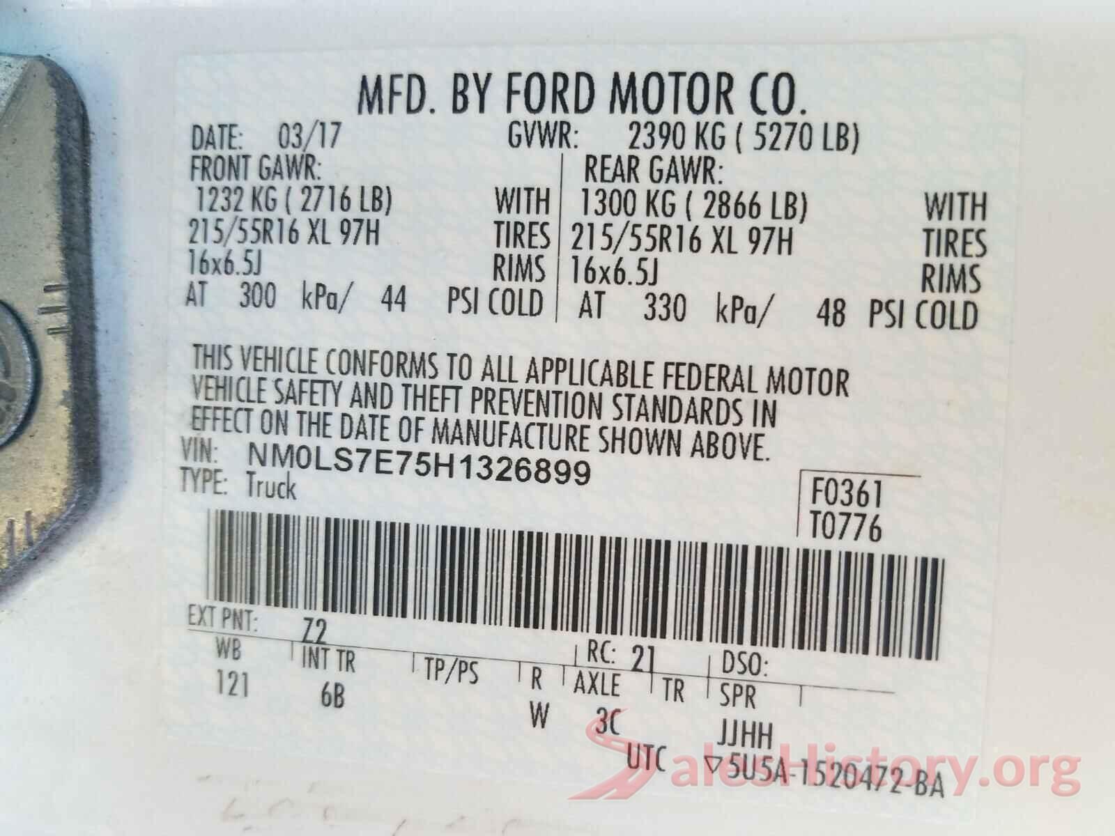 NM0LS7E75H1326899 2017 FORD TRANSIT CO