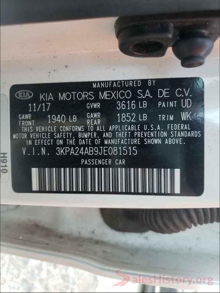 3KPA24AB9JE081515 2018 KIA RIO