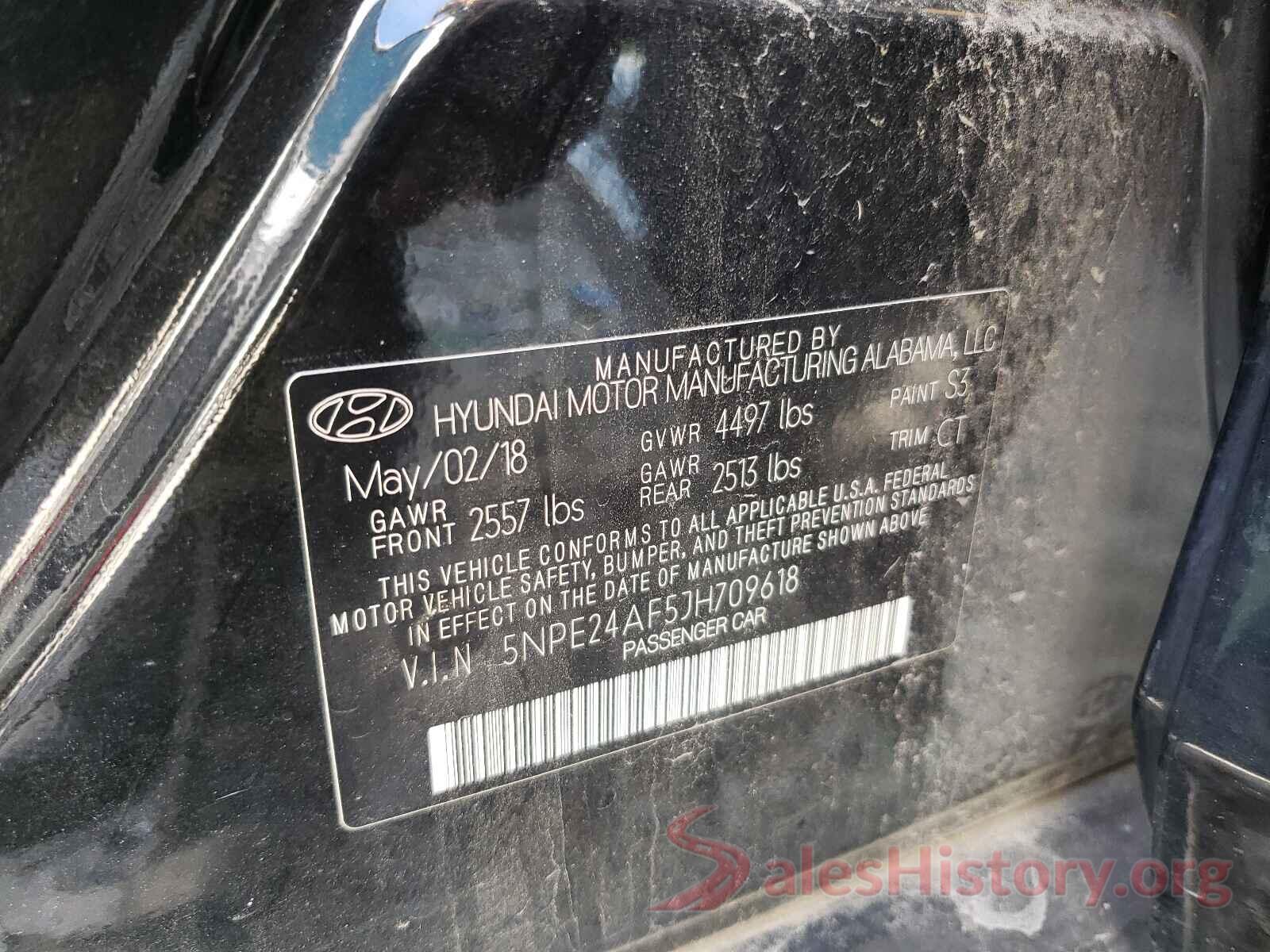 5NPE24AF5JH709618 2018 HYUNDAI SONATA