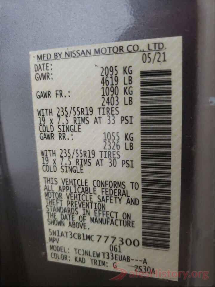 5N1AT3CB1MC777300 2021 NISSAN ROGUE