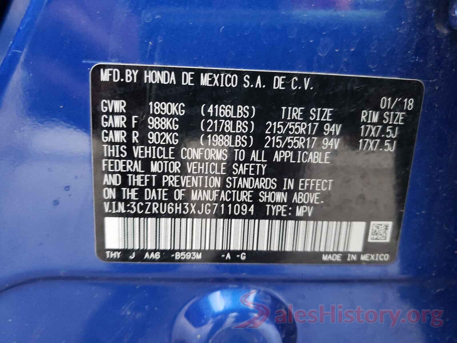 3CZRU6H3XJG711094 2018 HONDA HR-V