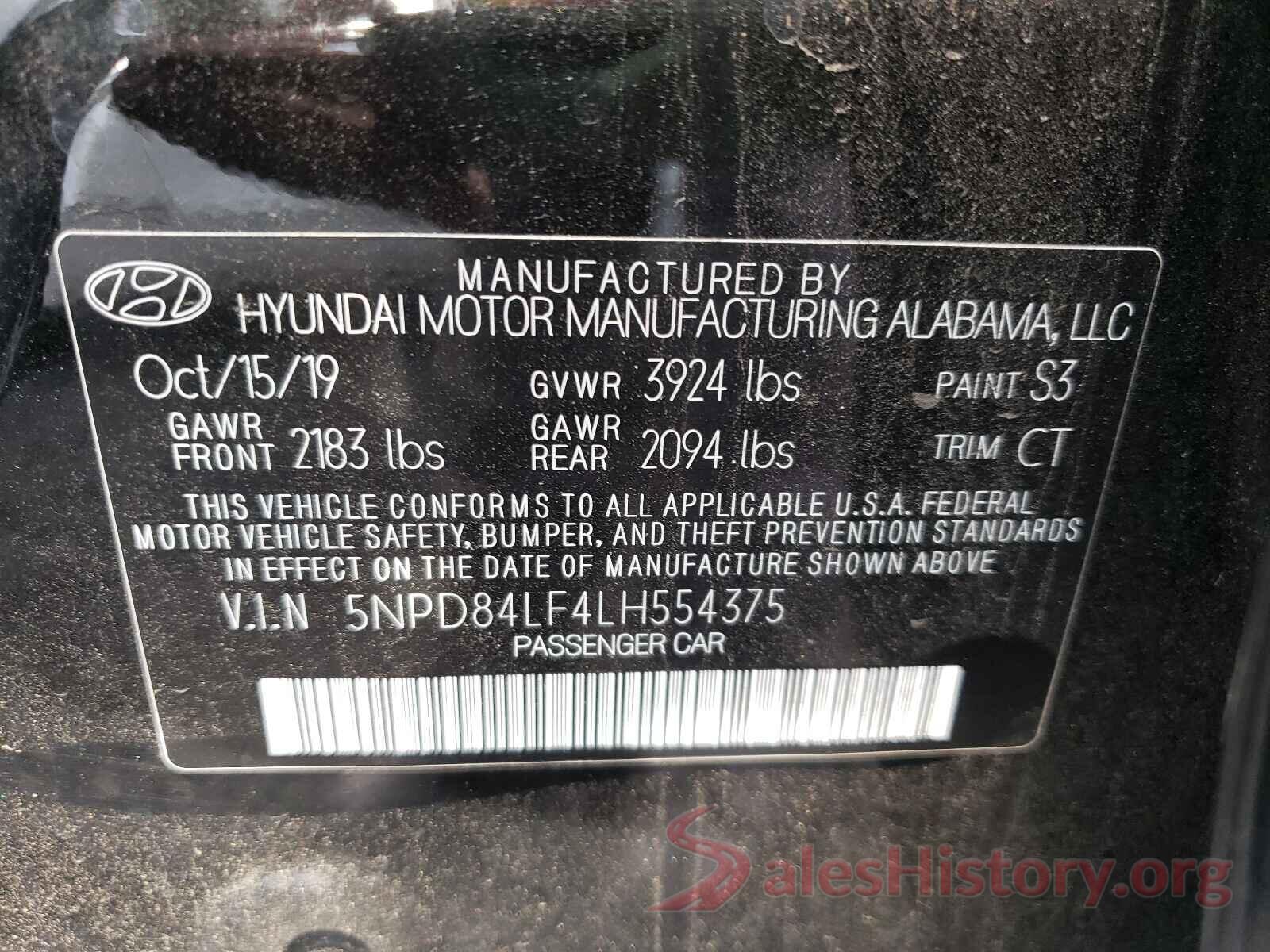 5NPD84LF4LH554375 2020 HYUNDAI ELANTRA