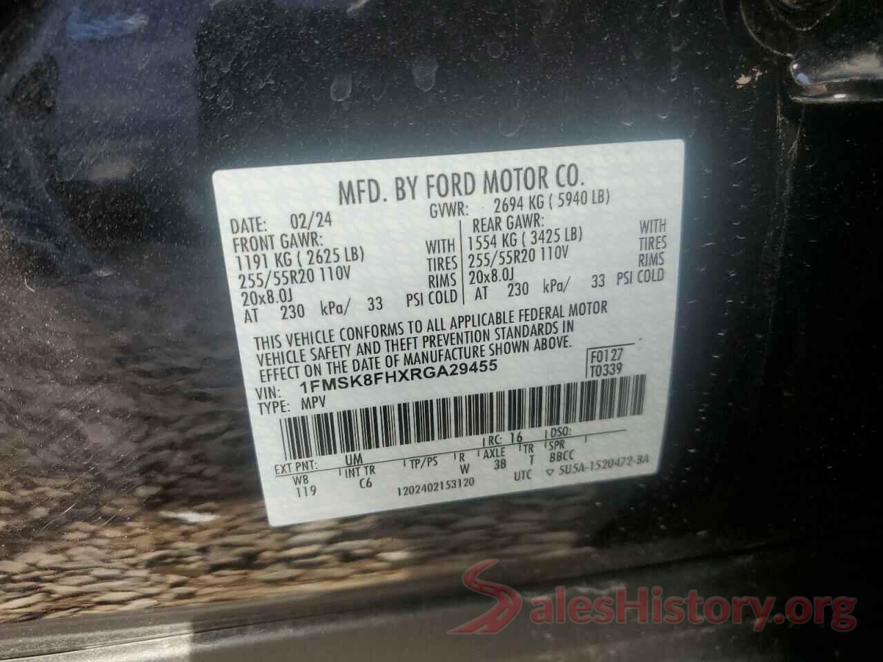 1FMSK8FHXRGA29455 2024 FORD EXPLORER