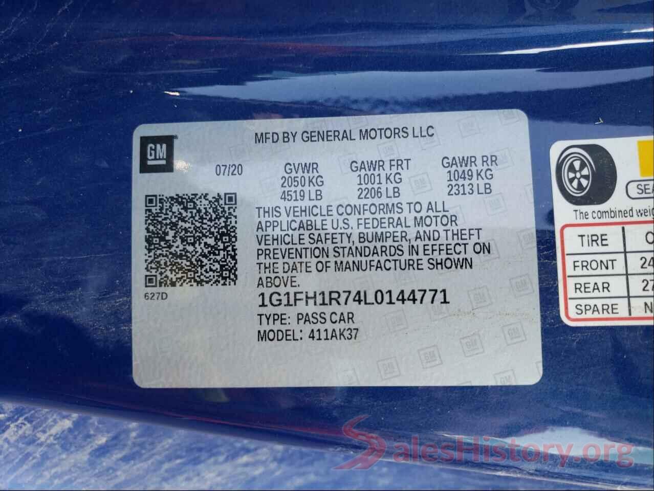 1G1FH1R74L0144771 2020 CHEVROLET CAMARO