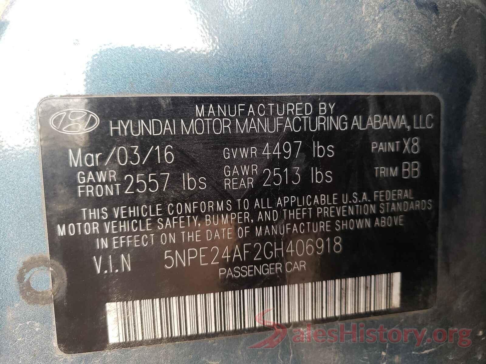 5NPE24AF2GH406918 2016 HYUNDAI SONATA