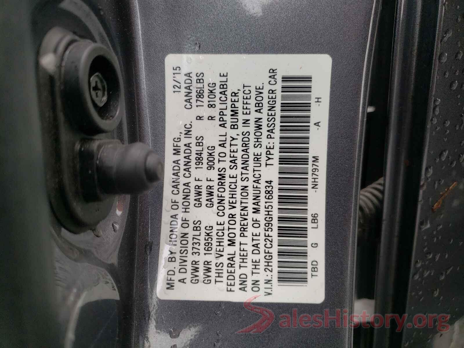 2HGFC2F59GH516834 2016 HONDA CIVIC