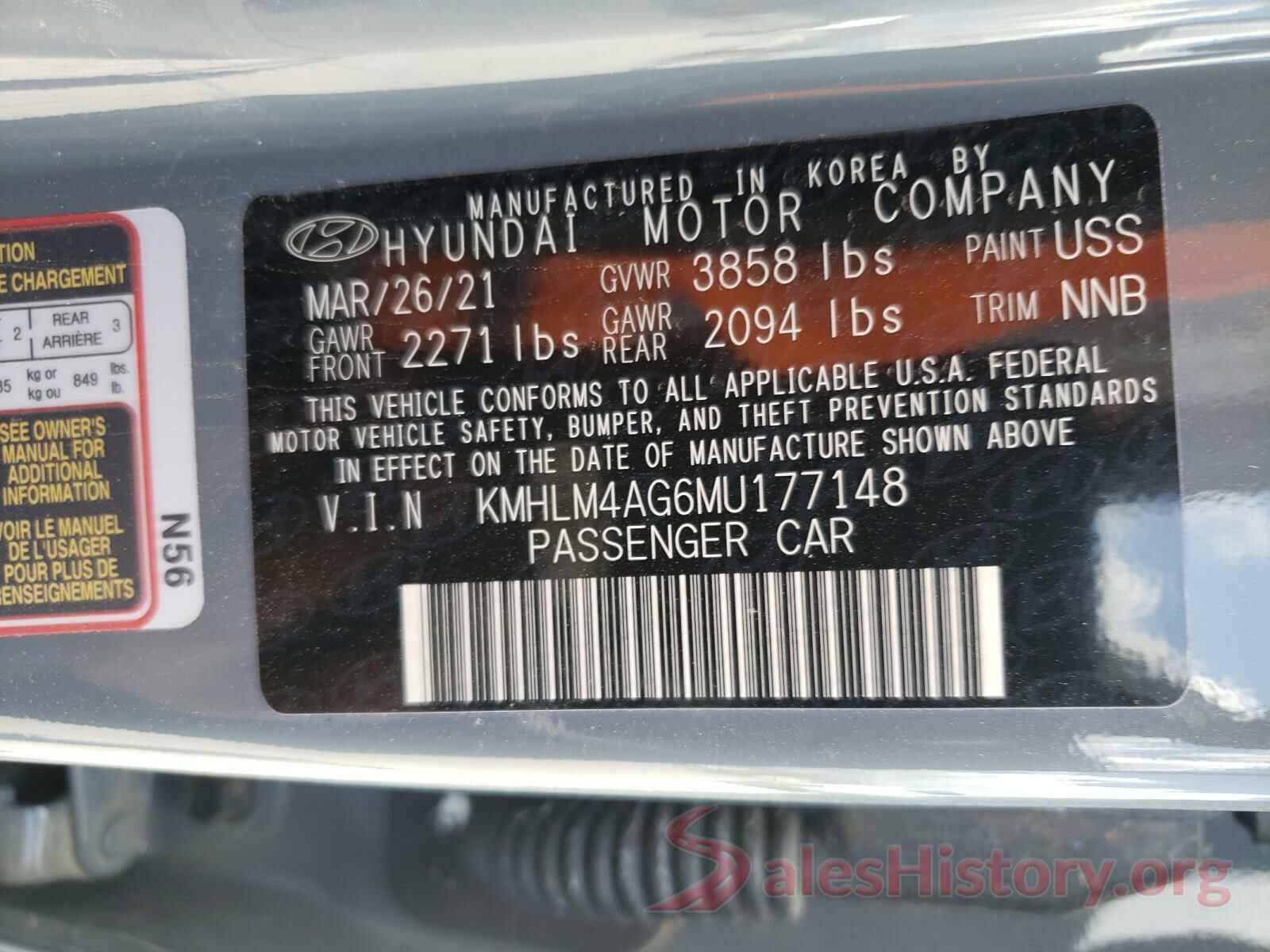 KMHLM4AG6MU177148 2021 HYUNDAI ELANTRA