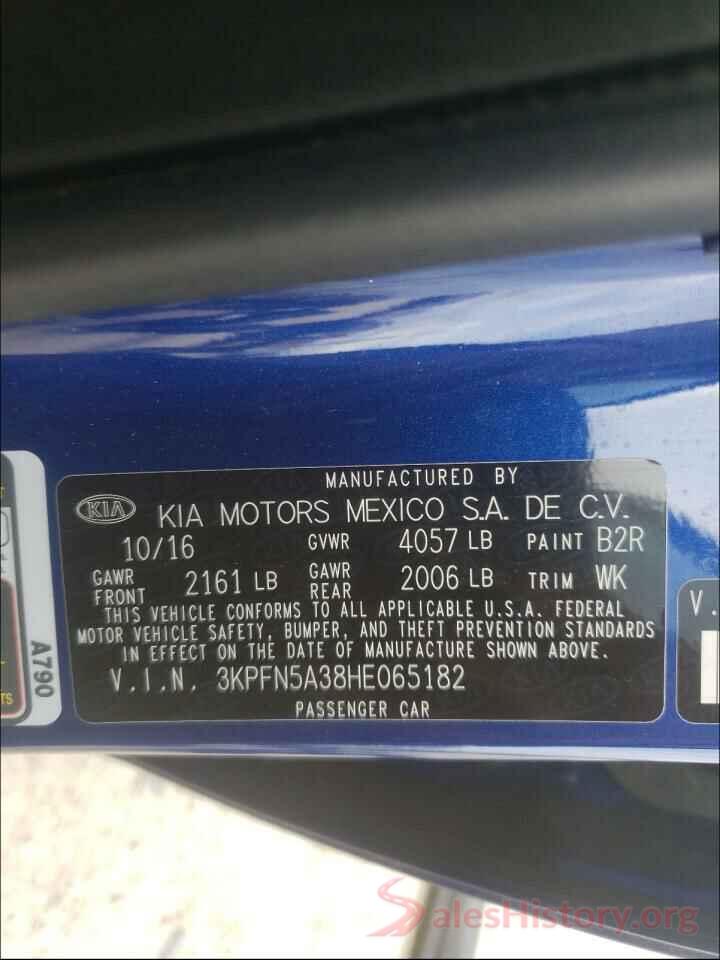 3KPFN5A38HE065182 2017 KIA FORTE