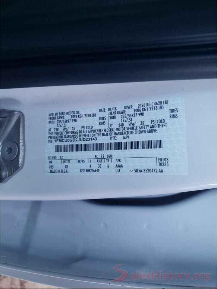 1FMCU0GD2JUD23143 2018 FORD ESCAPE