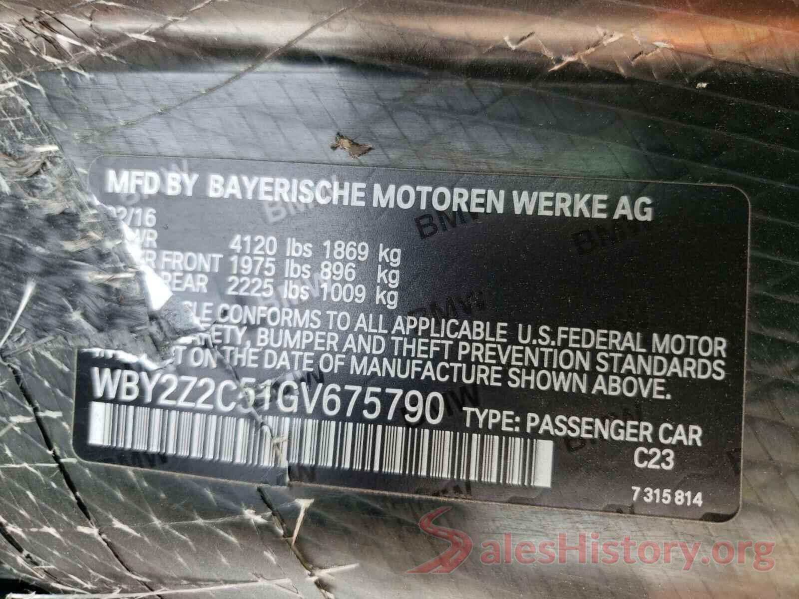 WBY2Z2C51GV675790 2016 BMW I SERIES