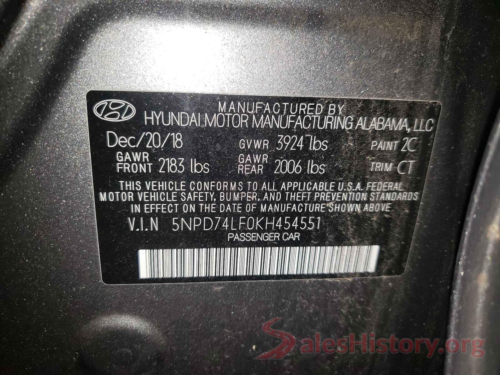 5NPD74LF0KH454551 2019 HYUNDAI ELANTRA