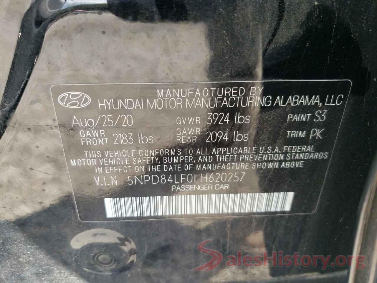 5NPD84LF0LH620257 2020 HYUNDAI ELANTRA