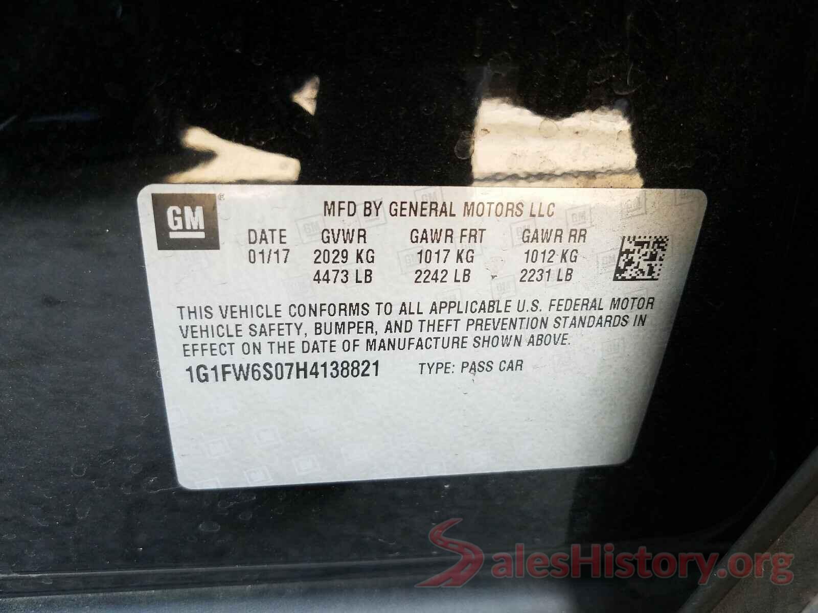 1G1FW6S07H4138821 2017 CHEVROLET BOLT