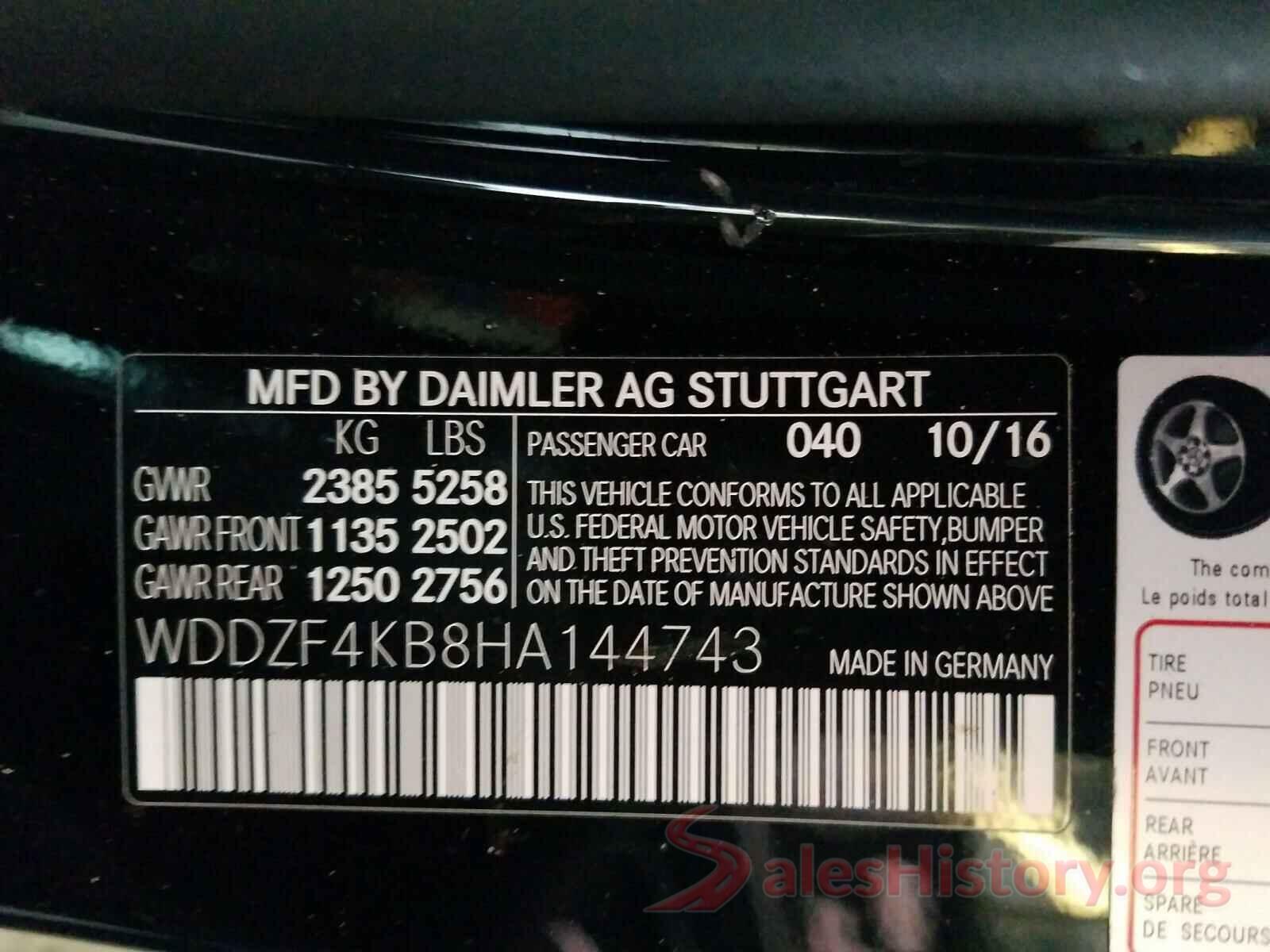 WDDZF4KB8HA144743 2017 MERCEDES-BENZ E CLASS