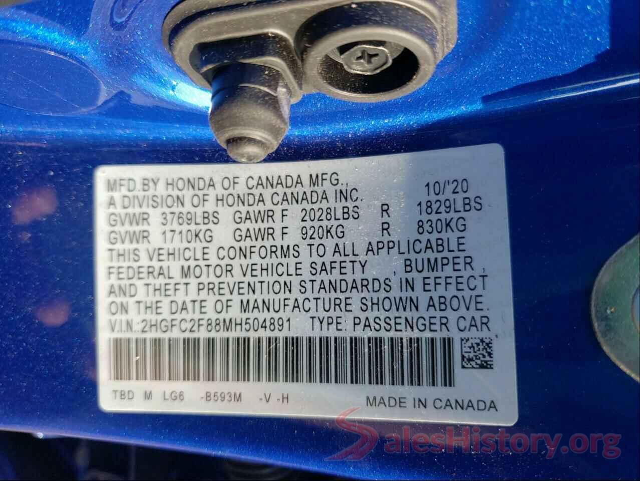 2HGFC2F88MH504891 2021 HONDA CIVIC