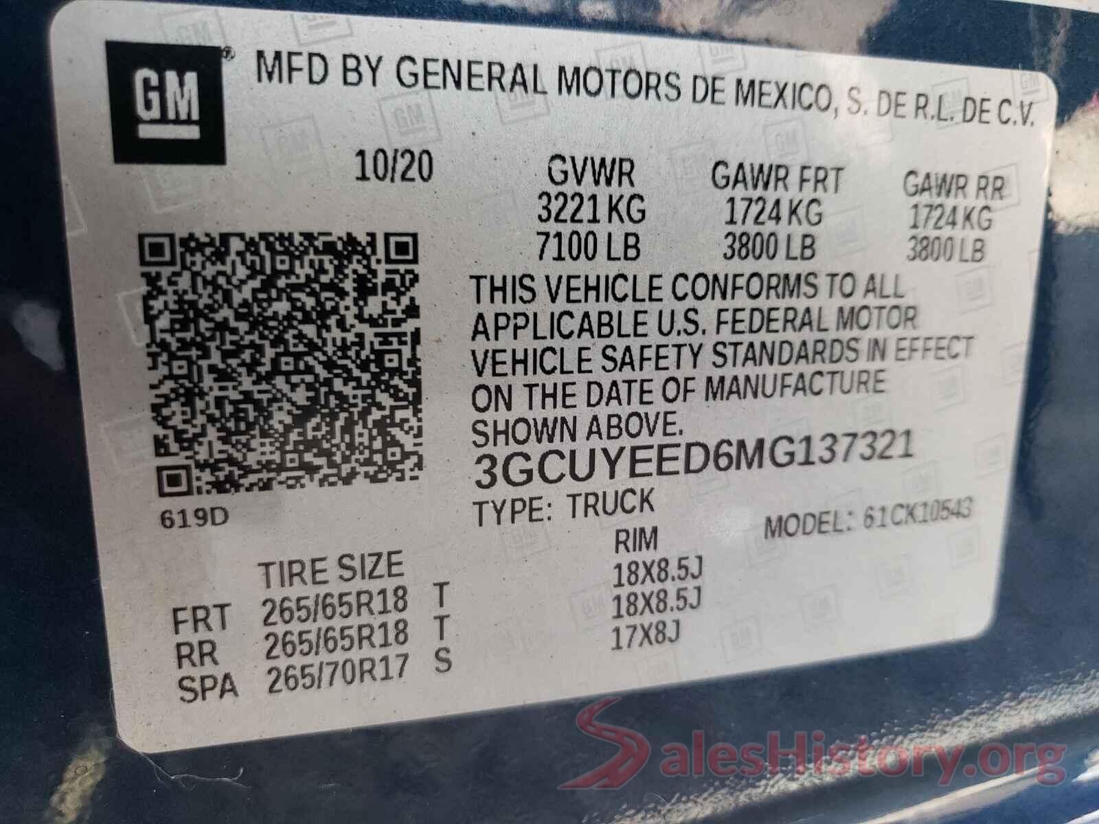 3GCUYEED6MG137321 2021 CHEVROLET SILVERADO