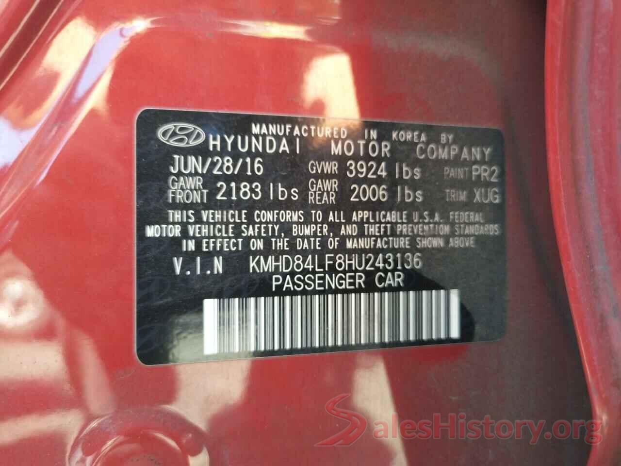 KMHD84LF8HU243136 2017 HYUNDAI ELANTRA