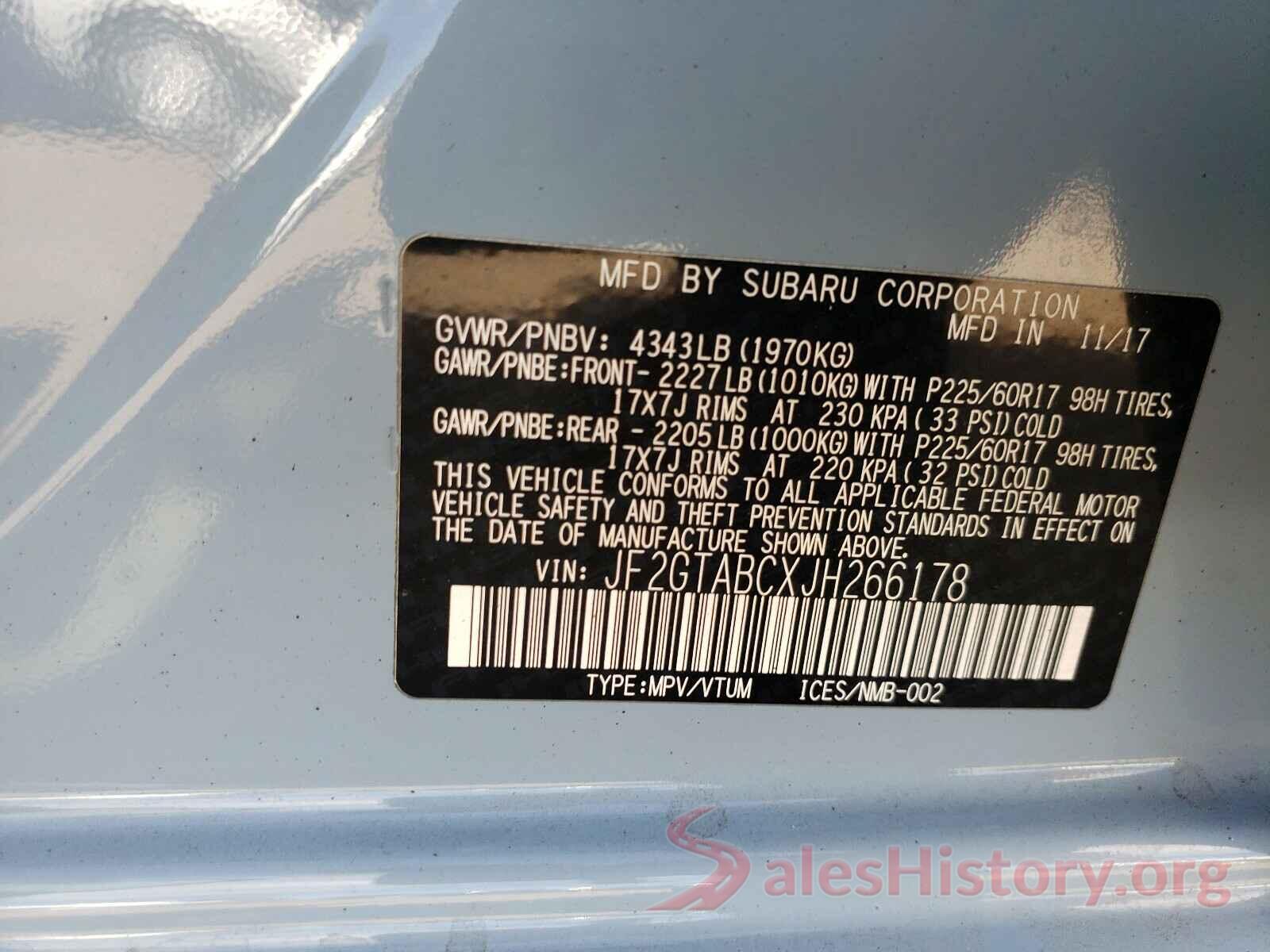 JF2GTABCXJH266178 2018 SUBARU CROSSTREK