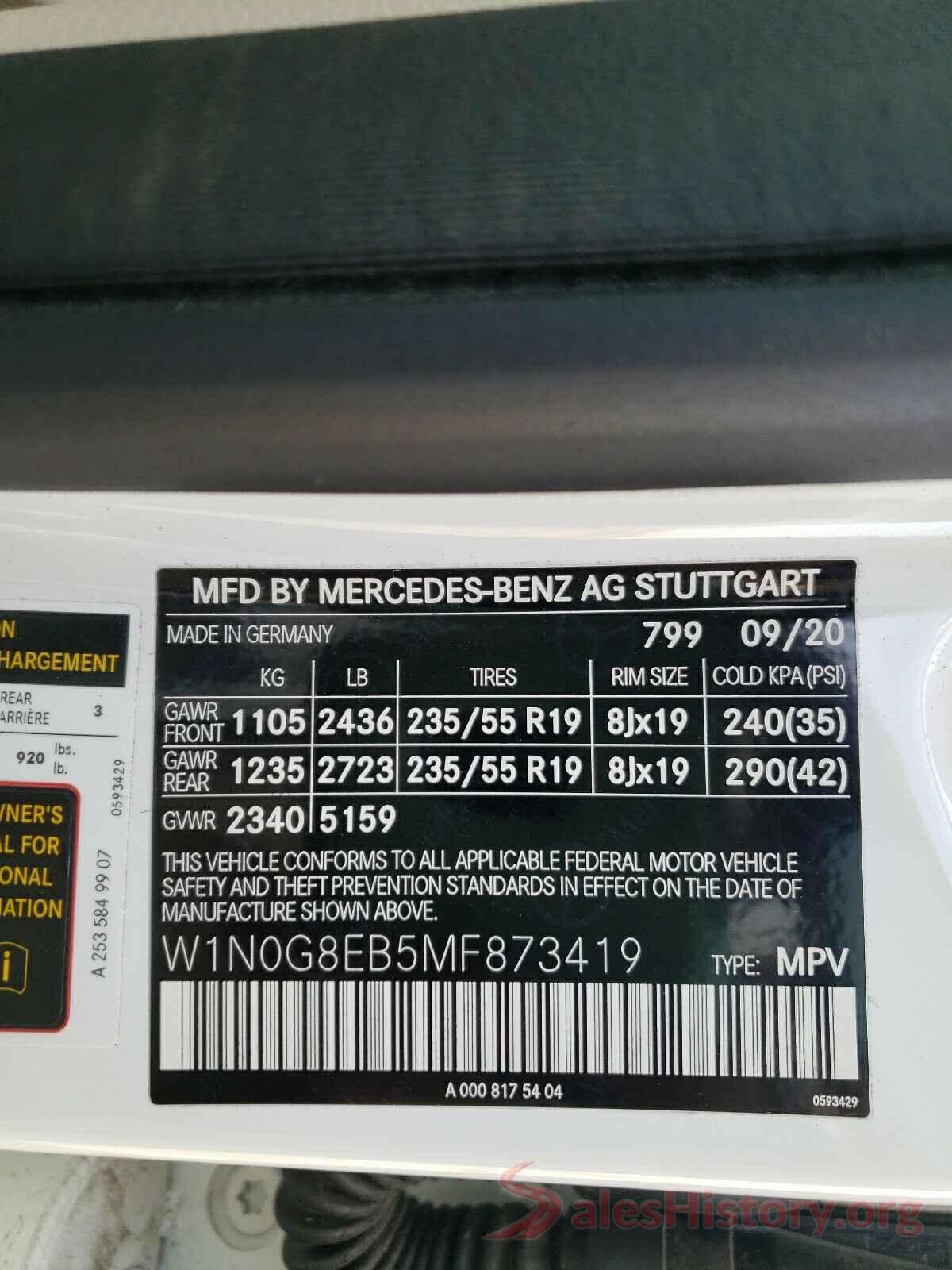 W1N0G8EB5MF873419 2021 MERCEDES-BENZ GLC-CLASS