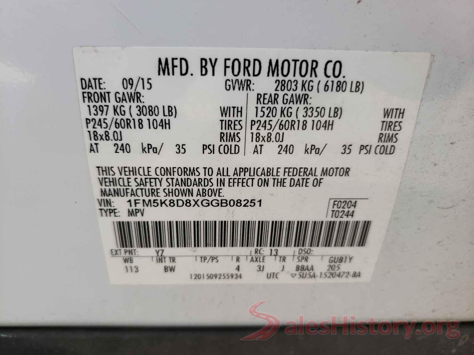 1FM5K8D8XGGB08251 2016 FORD EXPLORER