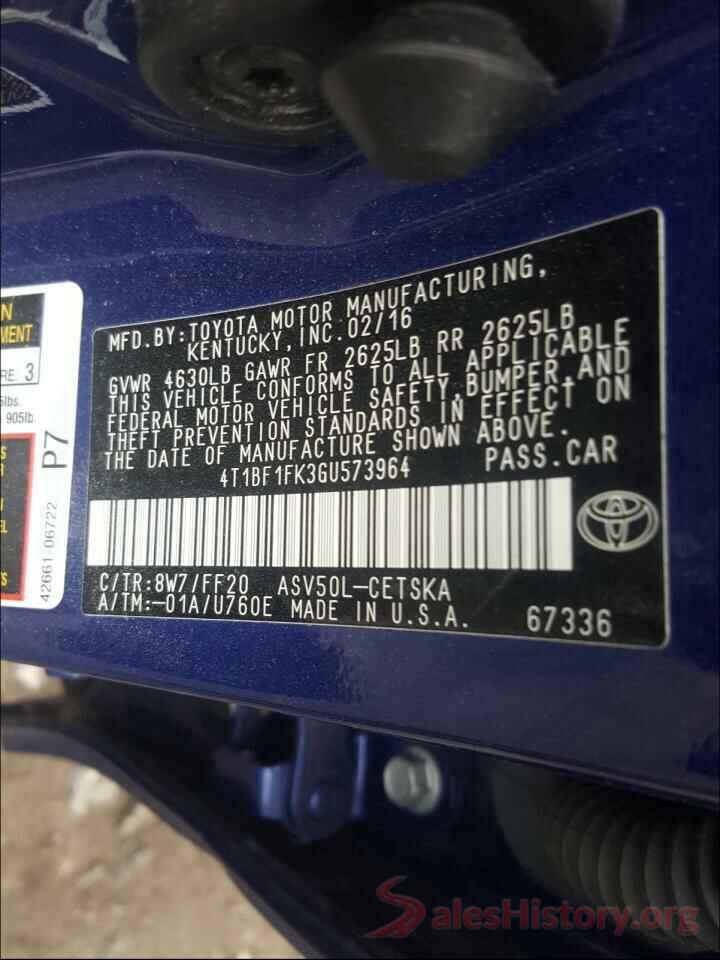 4T1BF1FK3GU573964 2016 TOYOTA CAMRY