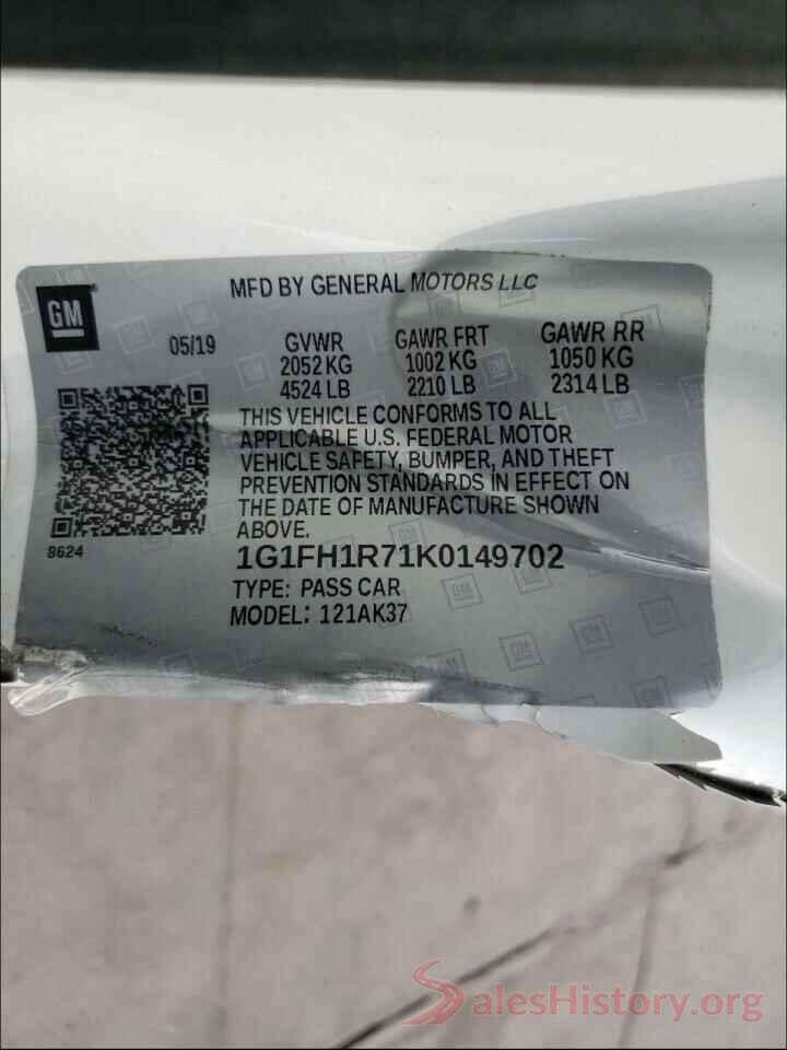 1G1FH1R71K0149702 2019 CHEVROLET CAMARO