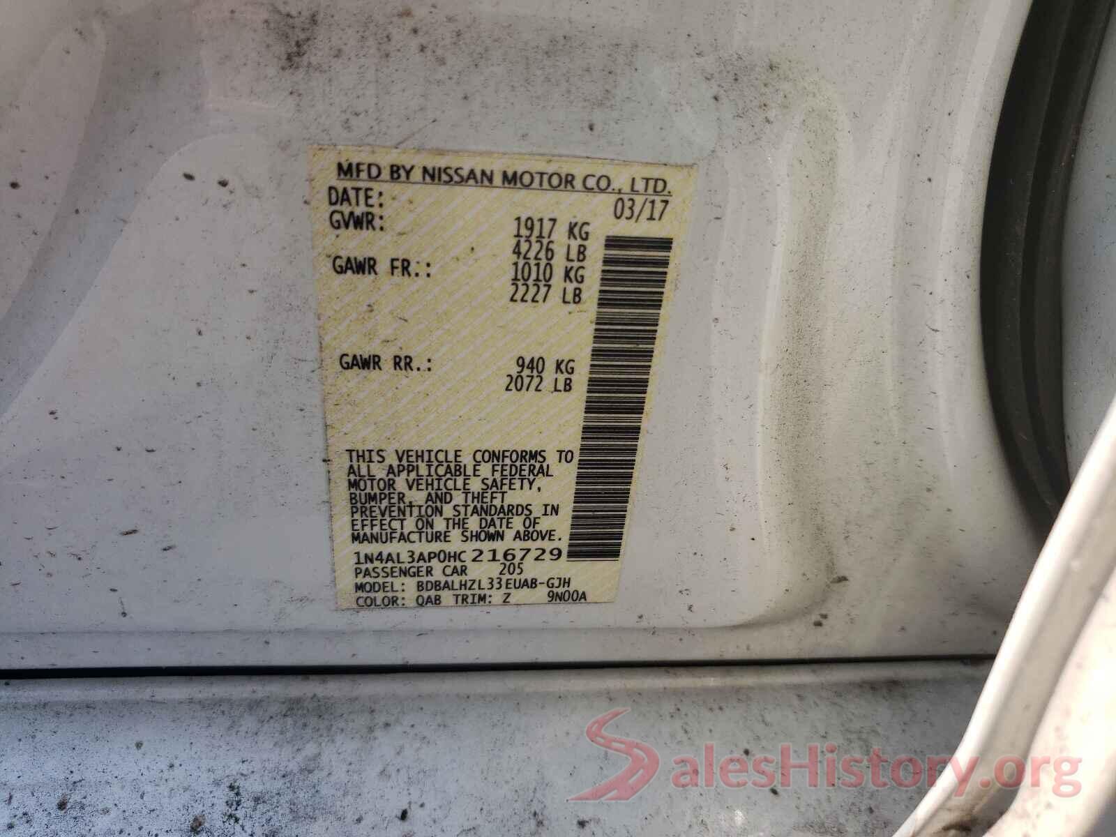 1N4AL3AP0HC216729 2017 NISSAN ALTIMA