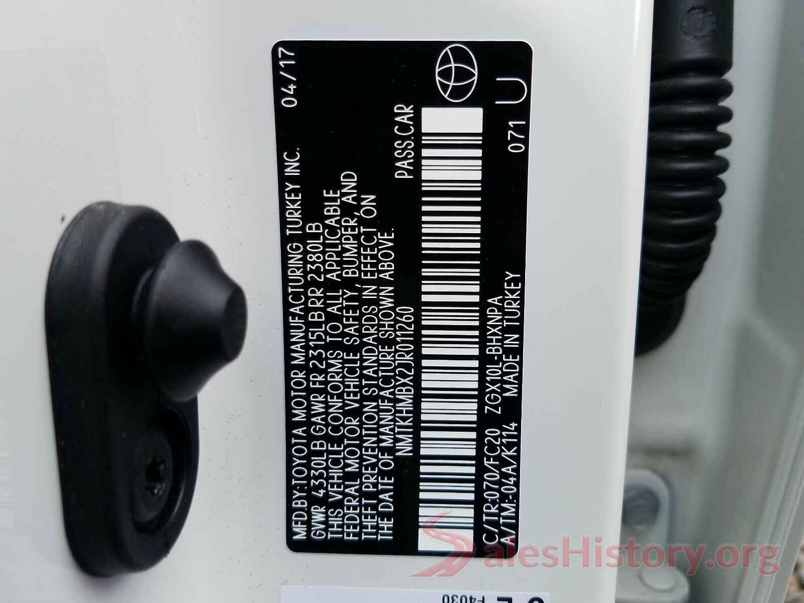 NMTKHMBX2JR011260 2018 TOYOTA C-HR