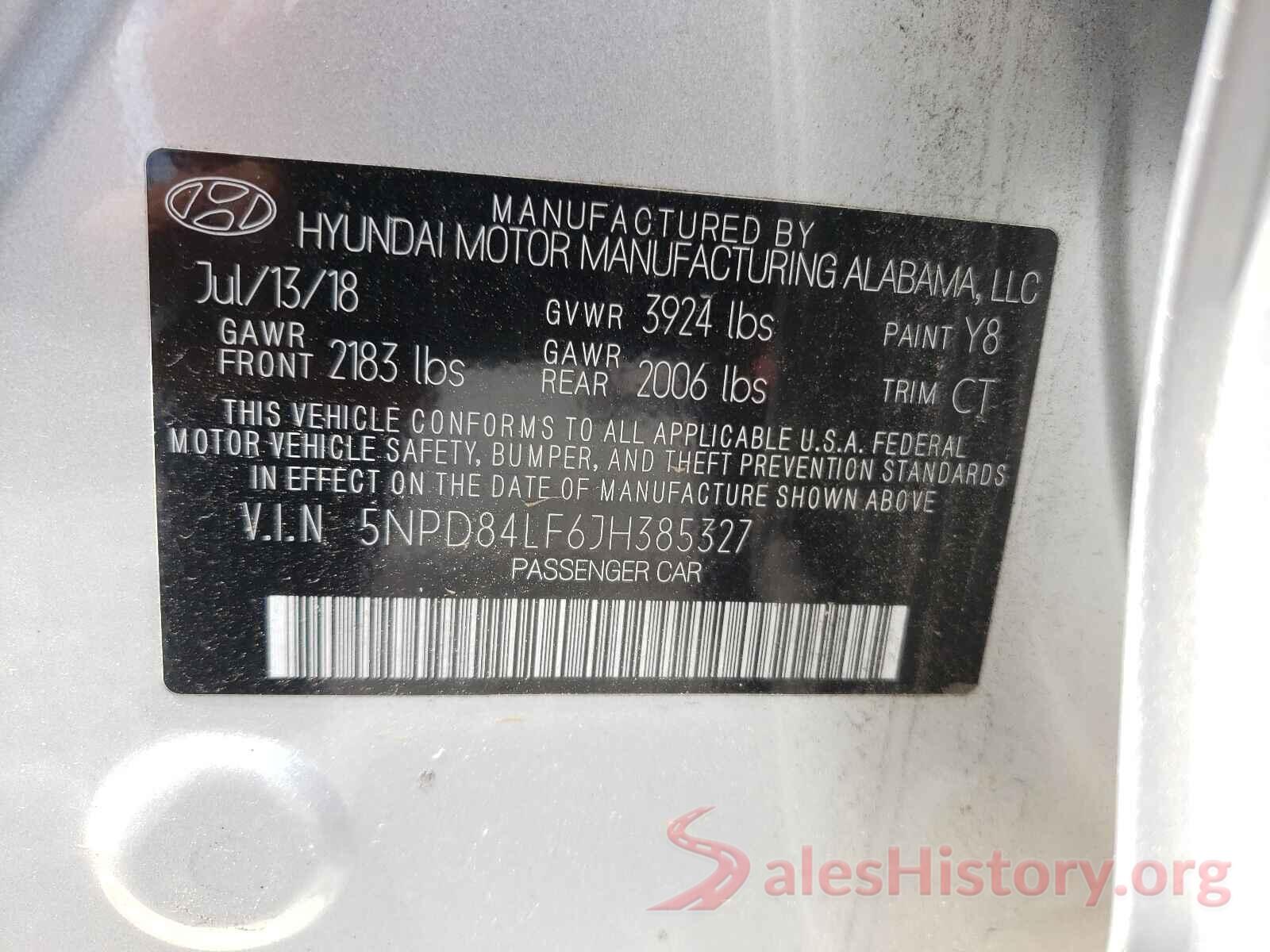 5NPD84LF6JH385327 2018 HYUNDAI ELANTRA