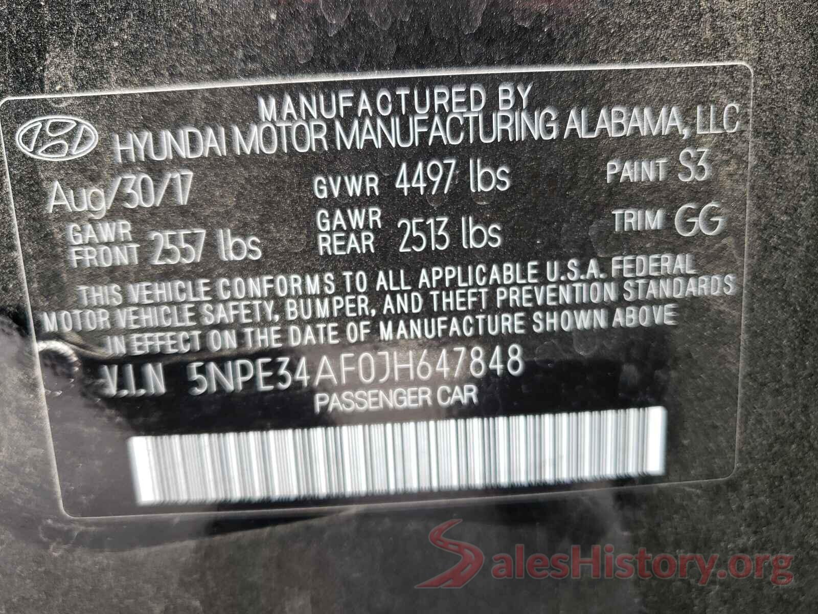 5NPE34AF0JH647848 2018 HYUNDAI SONATA