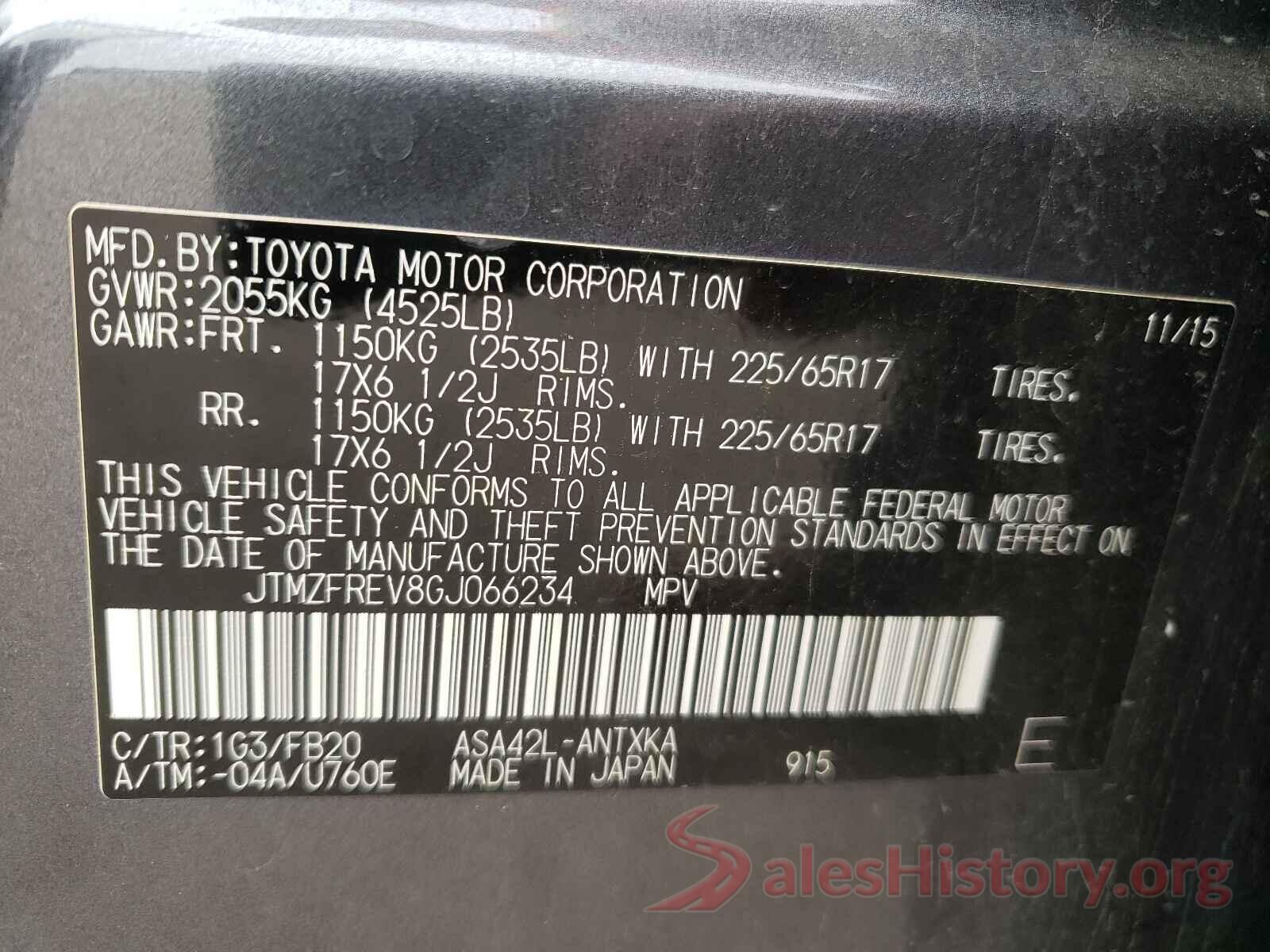 JTMZFREV8GJ066234 2016 TOYOTA RAV4