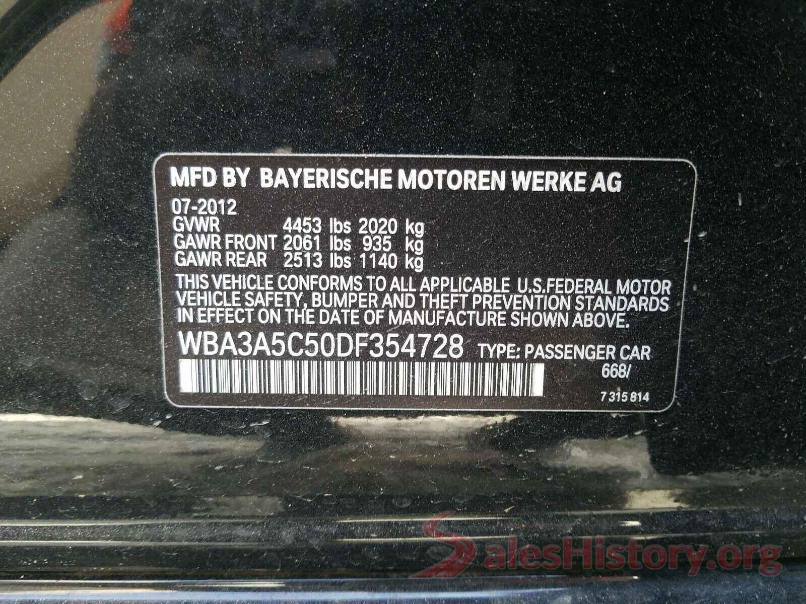 WBA3A5C50DF354728 2013 BMW 3 SERIES