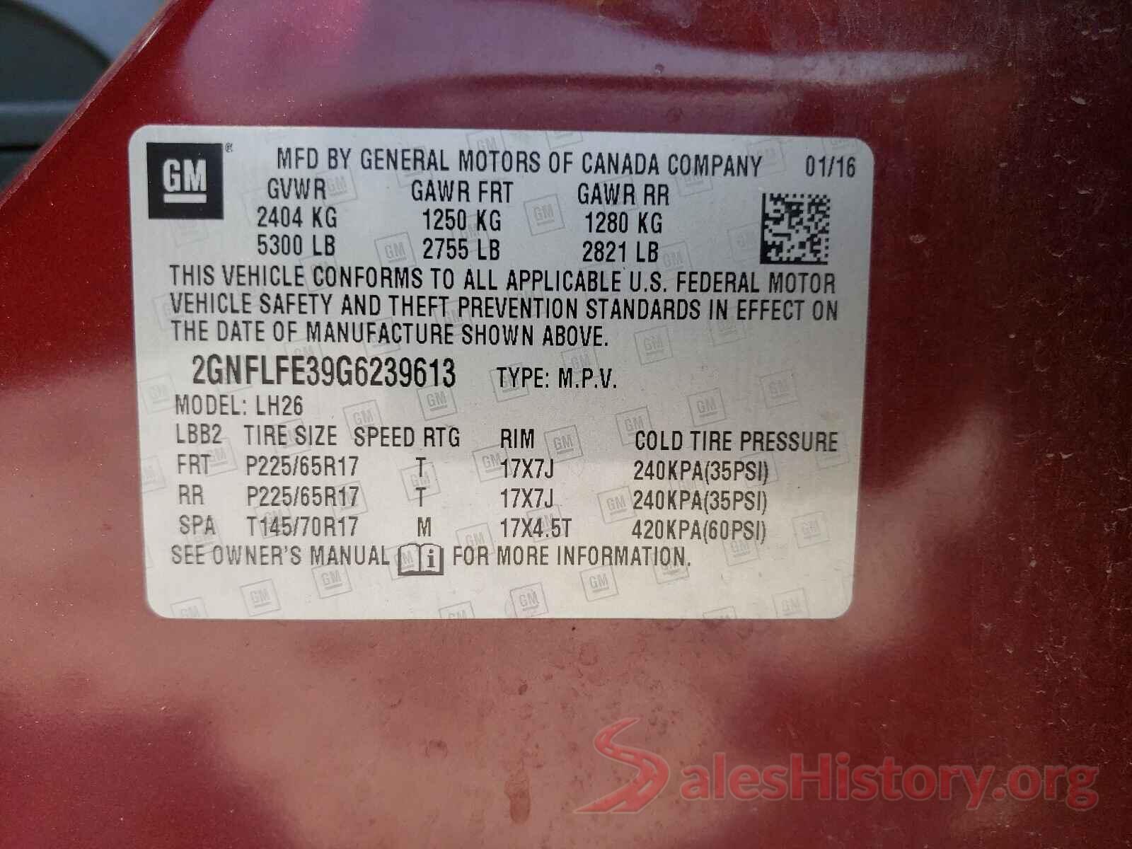 2GNFLFE39G6239613 2016 CHEVROLET EQUINOX