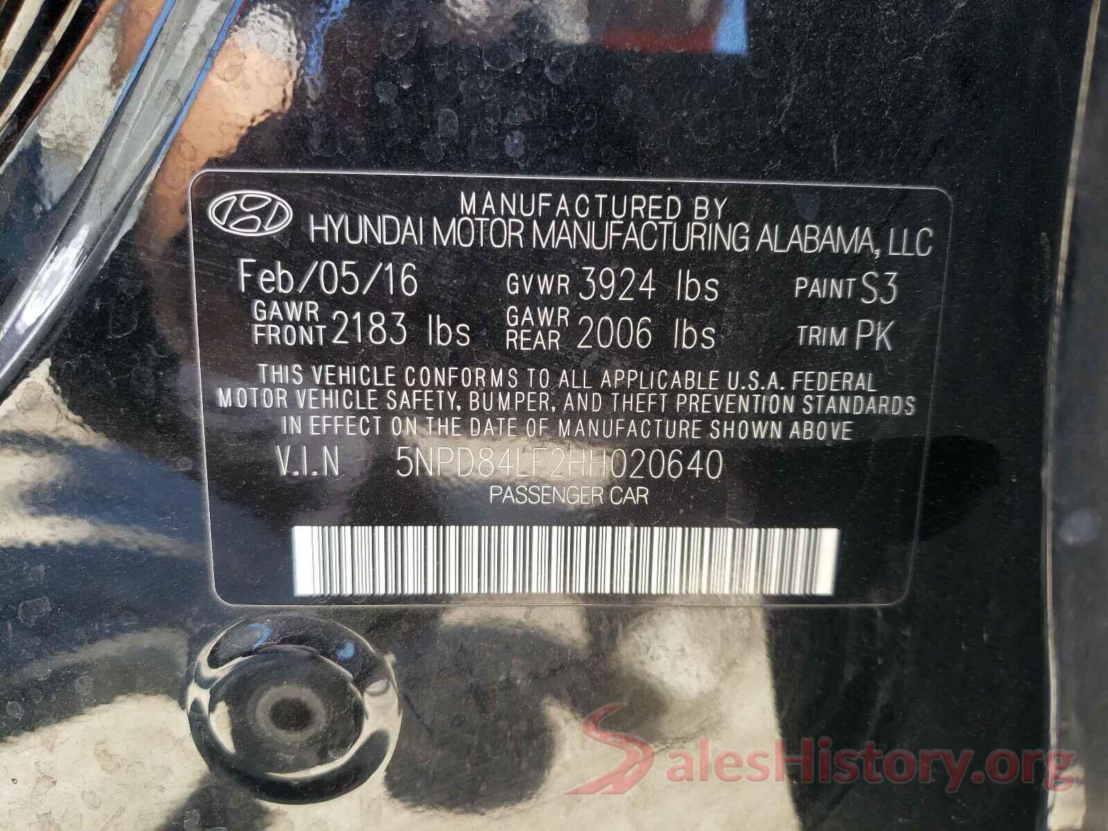 5NPD84LF2HH020640 2017 HYUNDAI ELANTRA