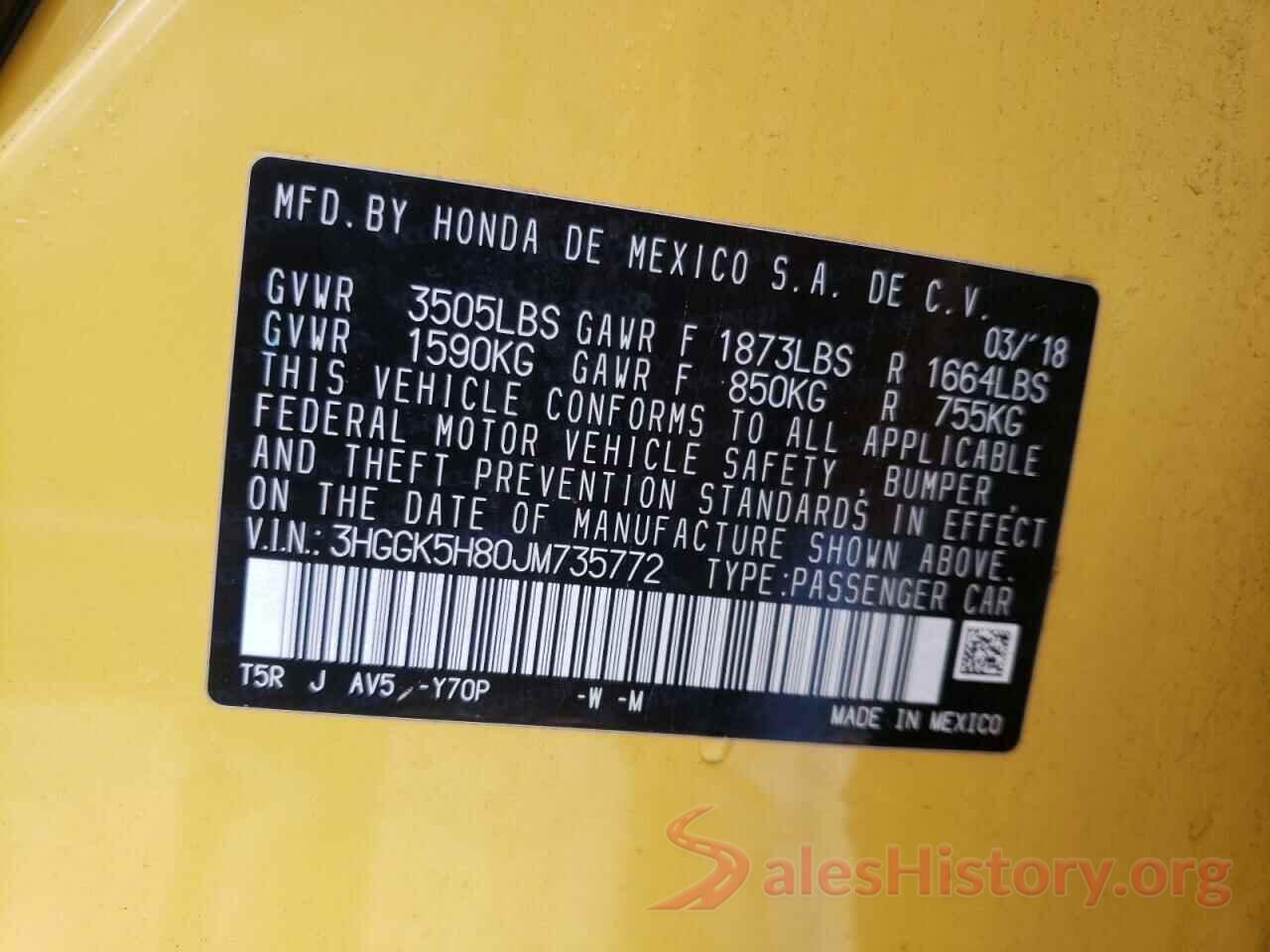 3HGGK5H80JM735772 2018 HONDA FIT