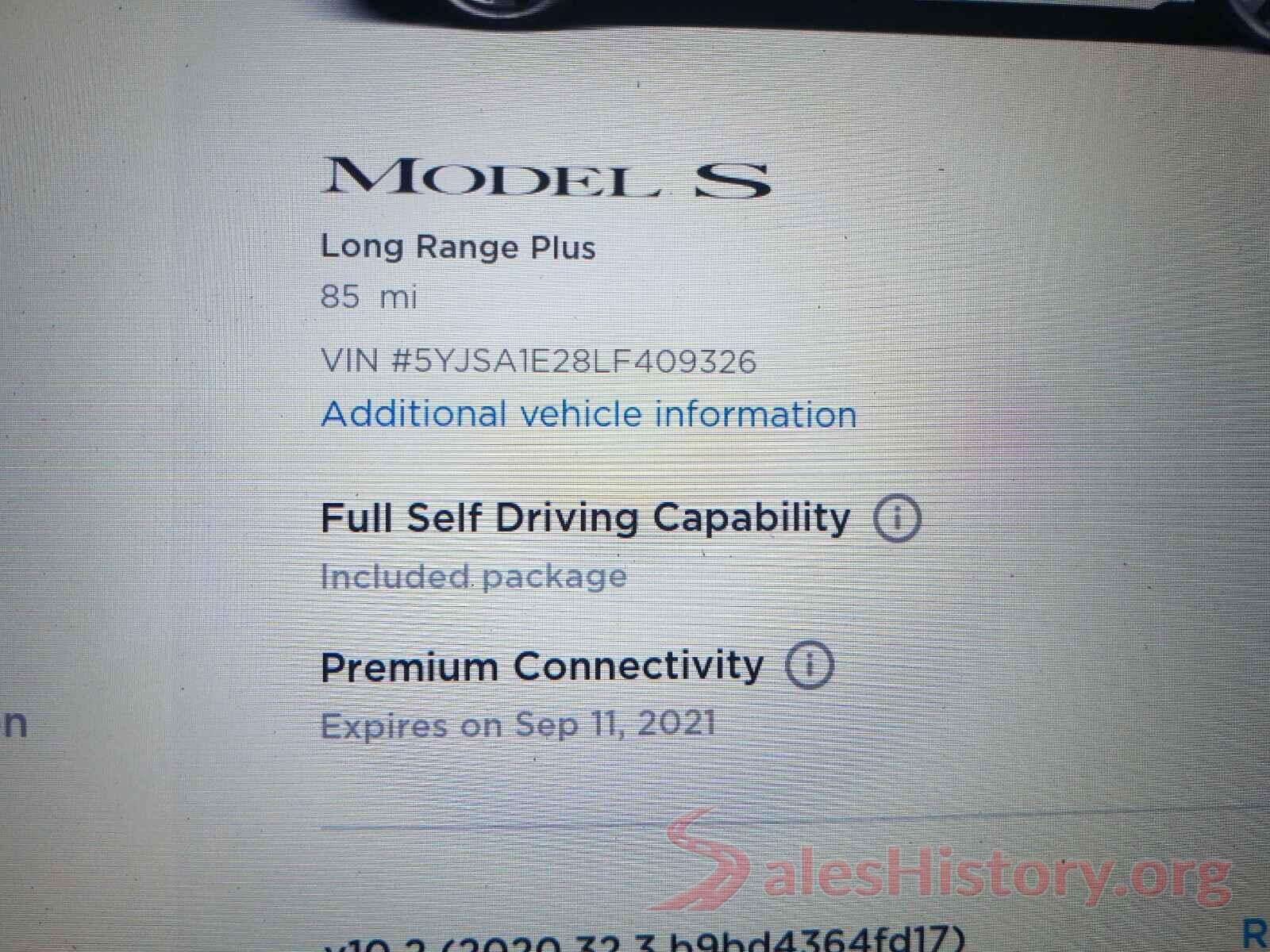 5YJSA1E28LF409326 2020 TESLA MODEL S