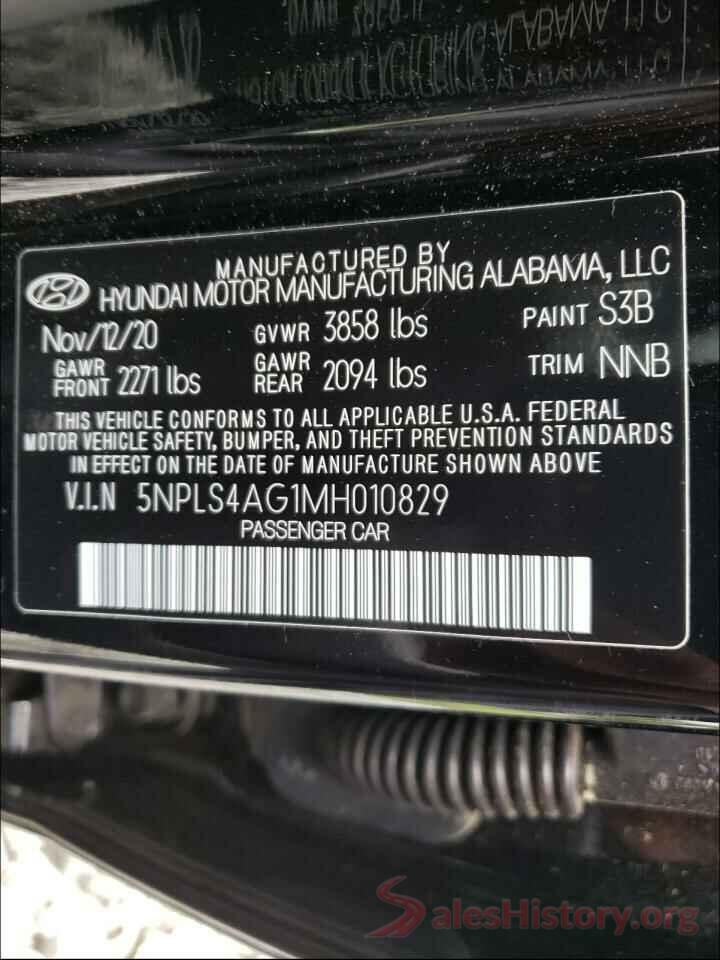 5NPLS4AG1MH010829 2021 HYUNDAI ELANTRA