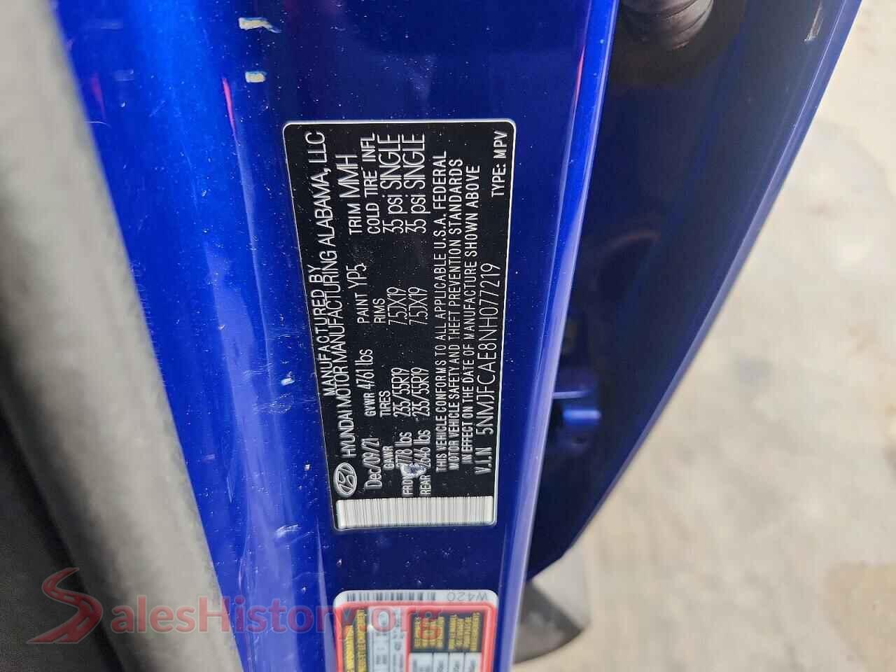 2022 HYUNDAI TUCSON VIN 5NMJFCAE8NH077219, trunk area