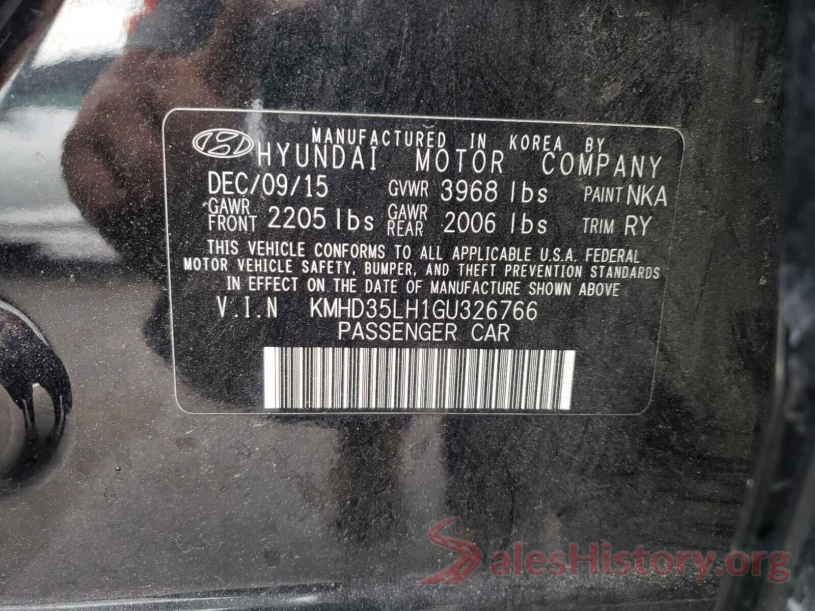 KMHD35LH1GU326766 2016 HYUNDAI ELANTRA