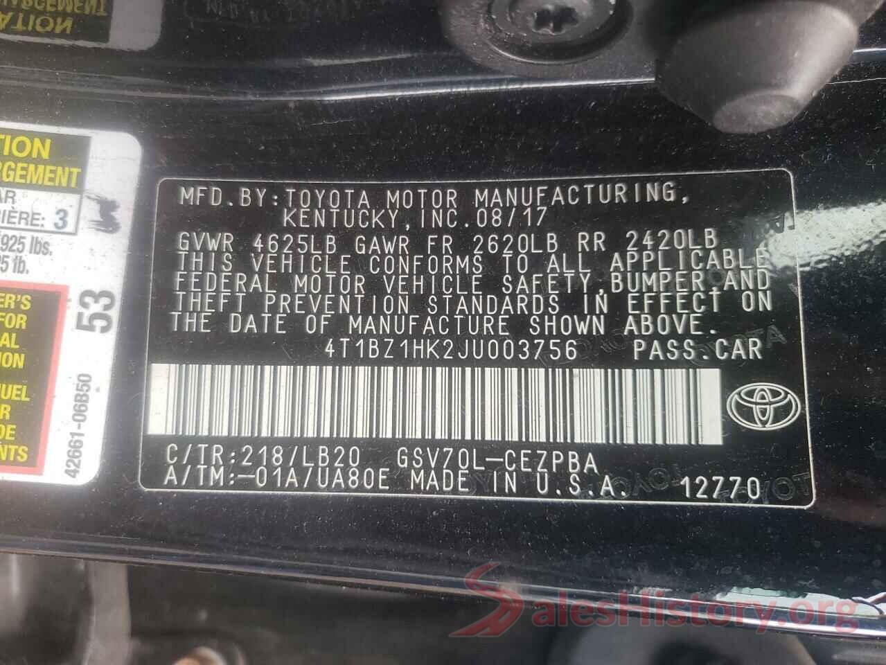 4T1BZ1HK2JU003756 2018 TOYOTA CAMRY