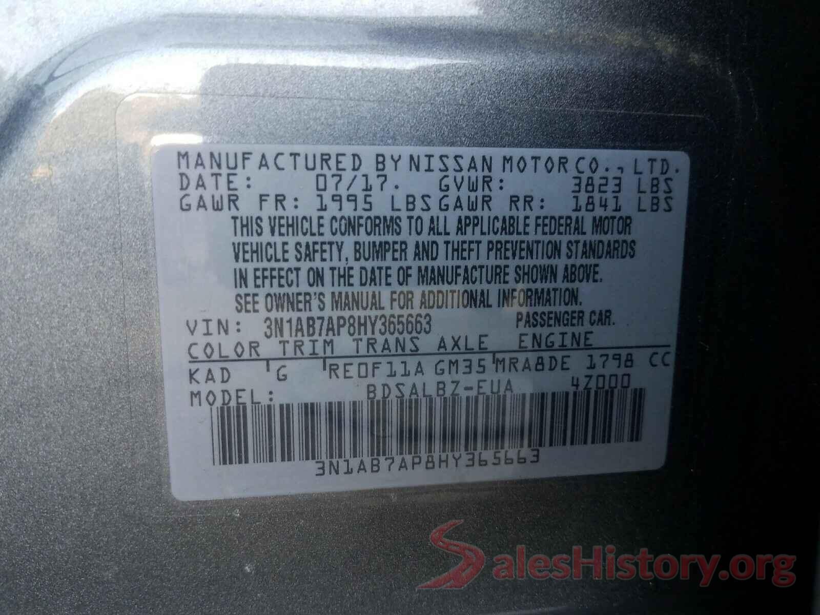 3N1AB7AP8HY365663 2017 NISSAN SENTRA