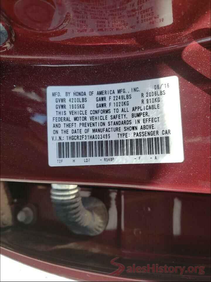 1HGCR2F31HA003495 2017 HONDA ACCORD