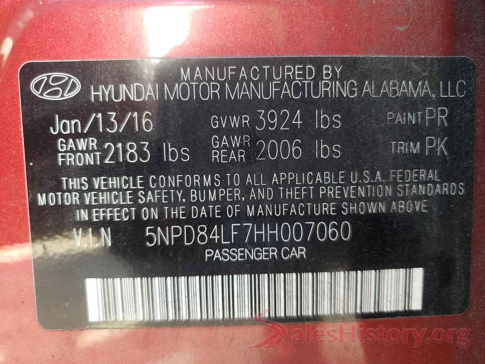 5NPD84LF7HH007060 2017 HYUNDAI ELANTRA