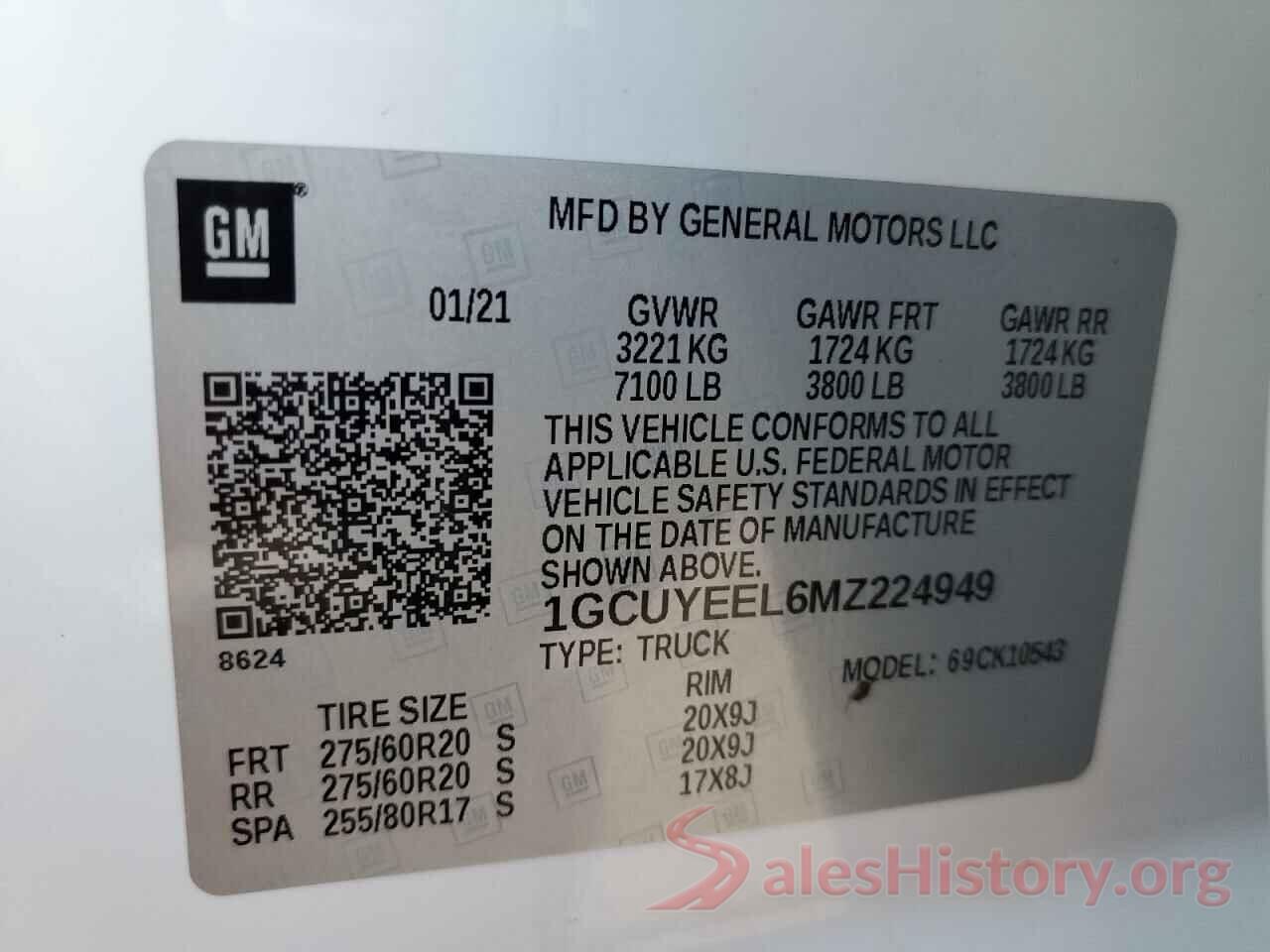 1GCUYEEL6MZ224949 2021 CHEVROLET SILVERADO