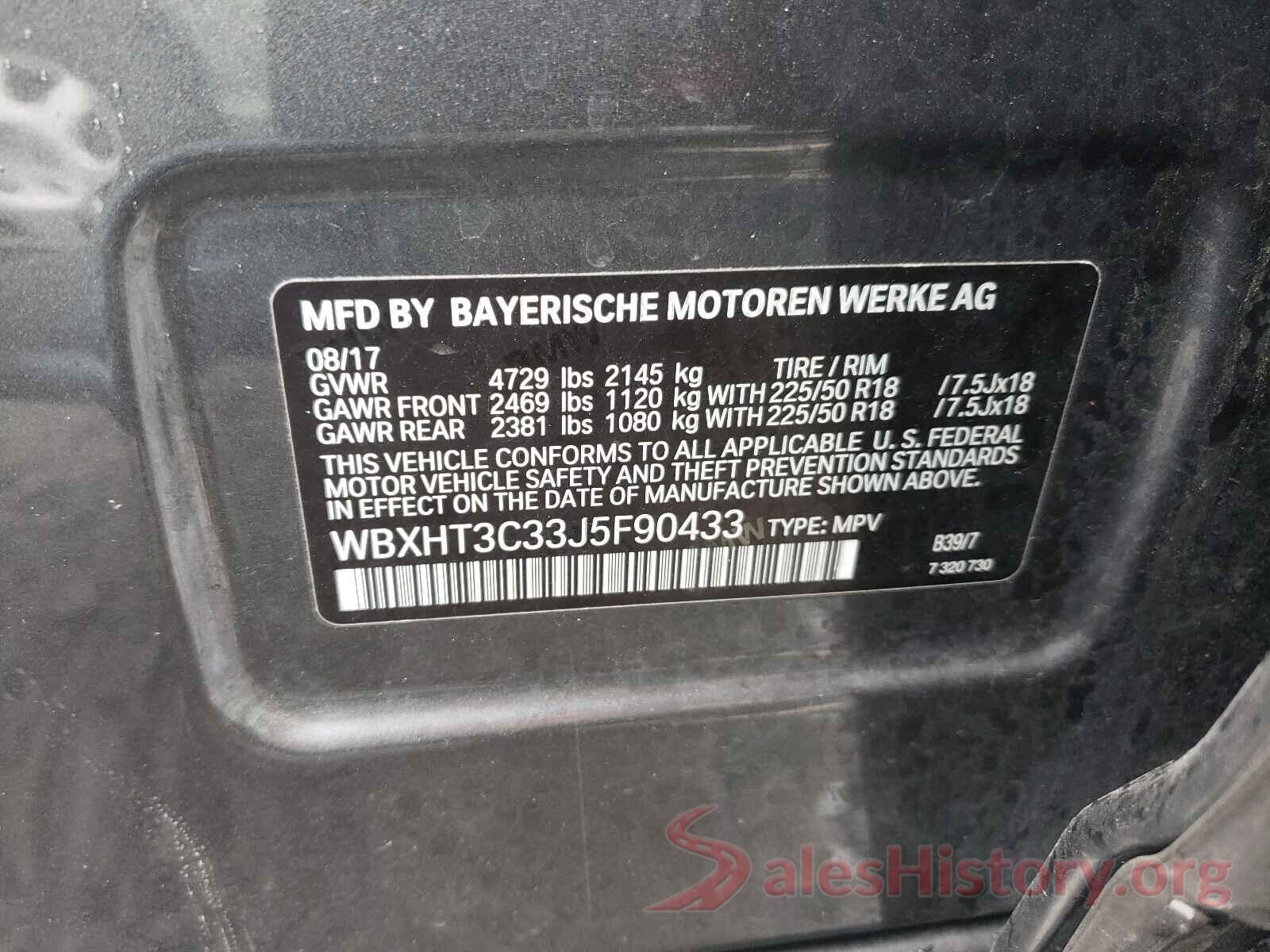 WBXHT3C33J5F90433 2018 BMW X1